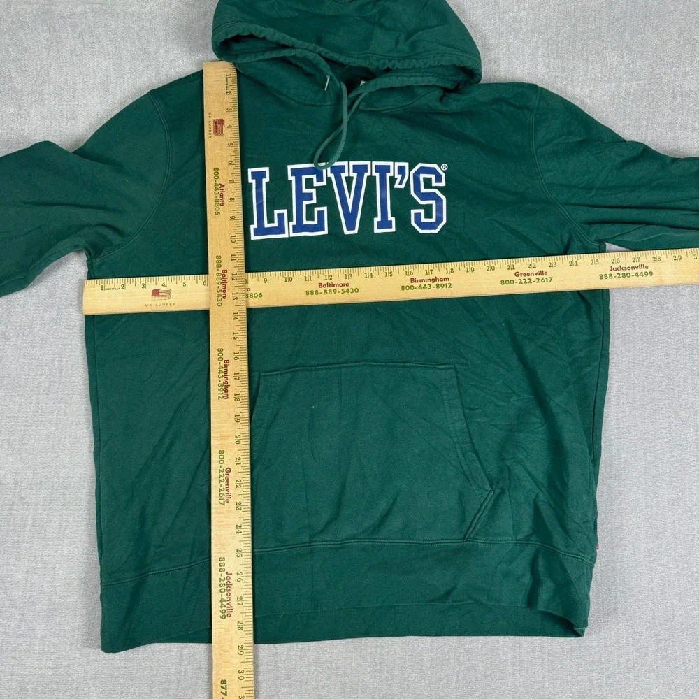 Levis Standard Graphic Logo Hoodie Pullover Mens XL Green Cotton Blend